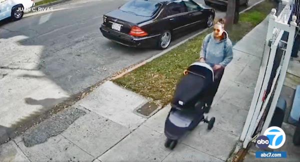 Victim seen walking with a baby in Long Beach, California, on Jan. 4
