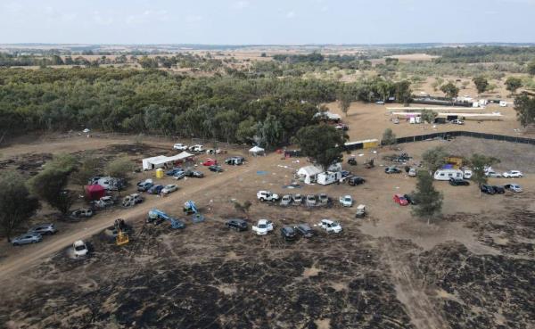  An aerial picture shows the site the Nova music festival massacre.