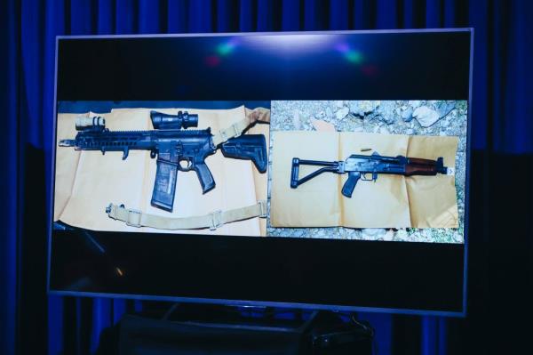 Two of the assault rifles police have recovered from the gunman.