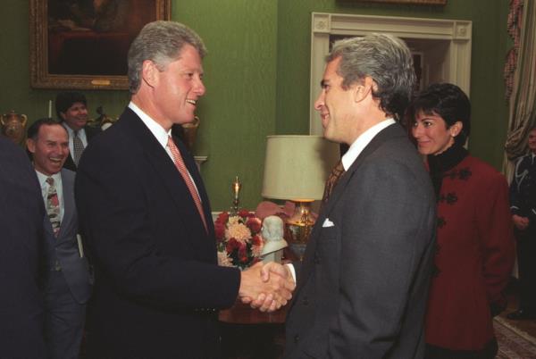 Jeffrey Epstein shaking Bill Clinton's hand