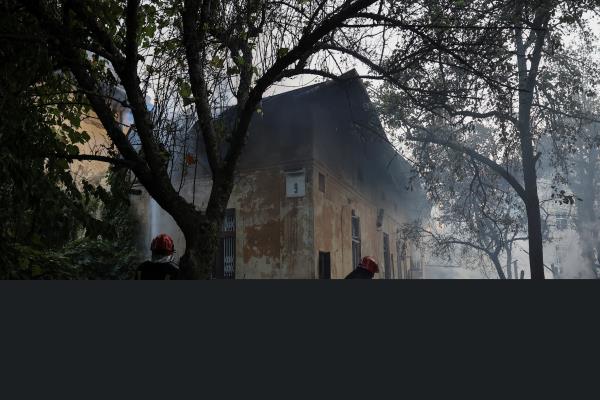 Aftermath of a Russin drone and missile attack in Lviv