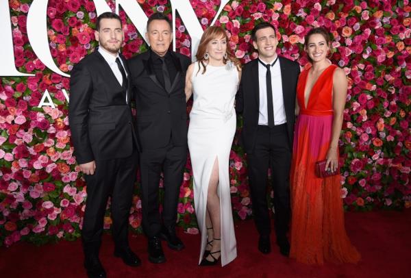  Evan Springsteen, Bruce Springsteen, Patti Scialfa, Sam Springsteen and Jessica Springsteen attends the 72nd Annual Tony Awards at Radio City Music Hall on June 10, 2018.